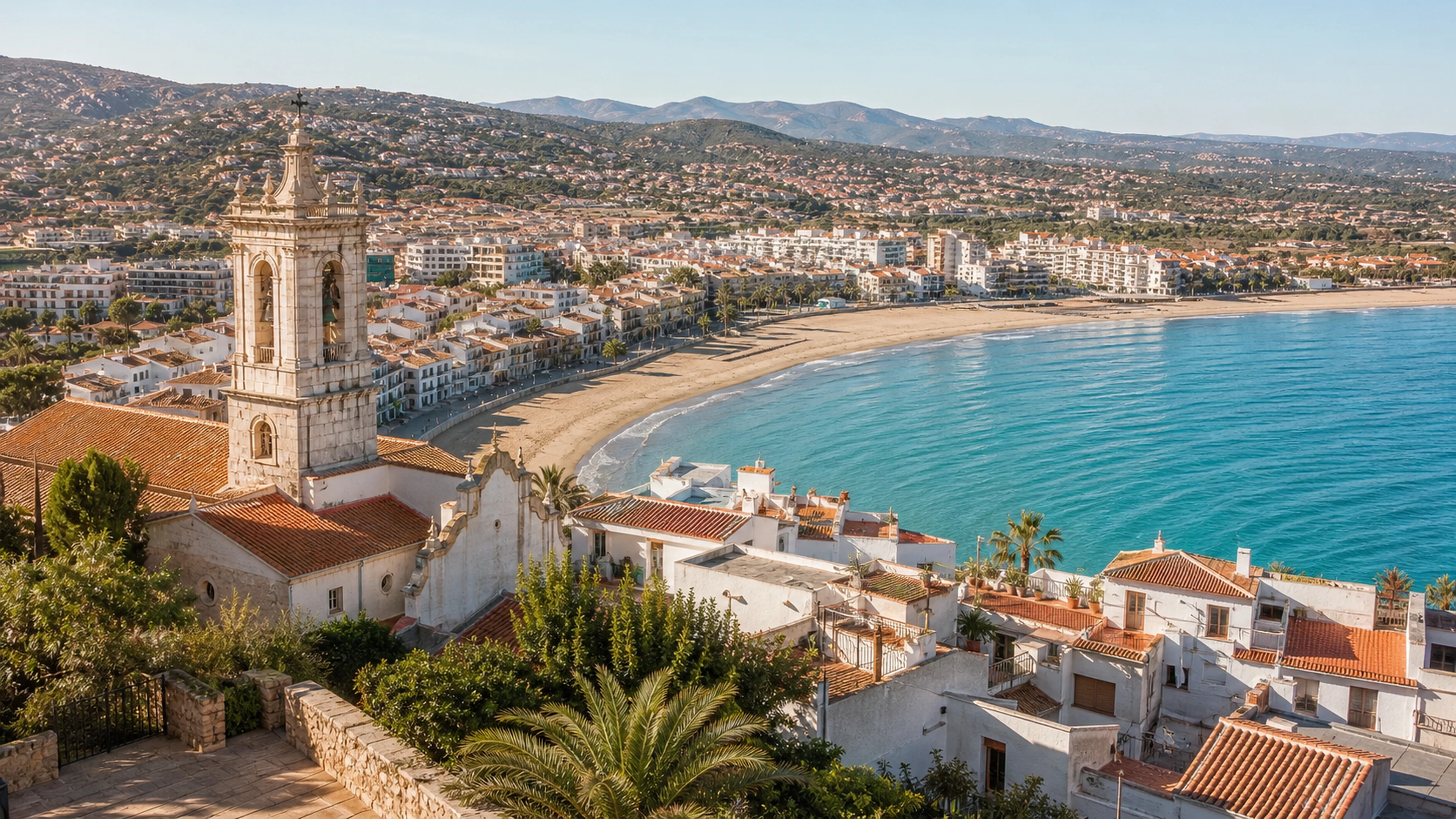 Spanish property beside a calm Mediterranean pool
