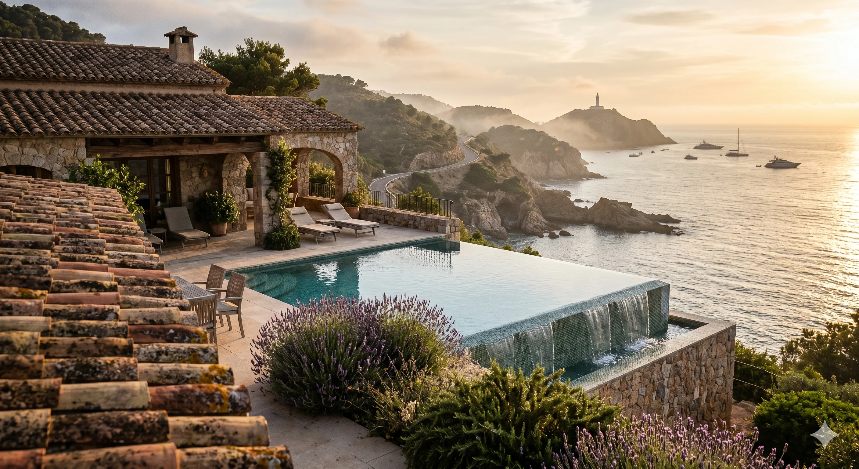 Atlantic-facing Portuguese villa with pale stone terraces