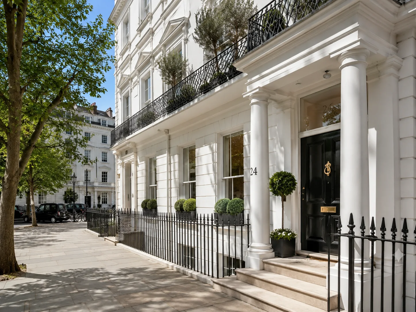 A refined London townhouse facade