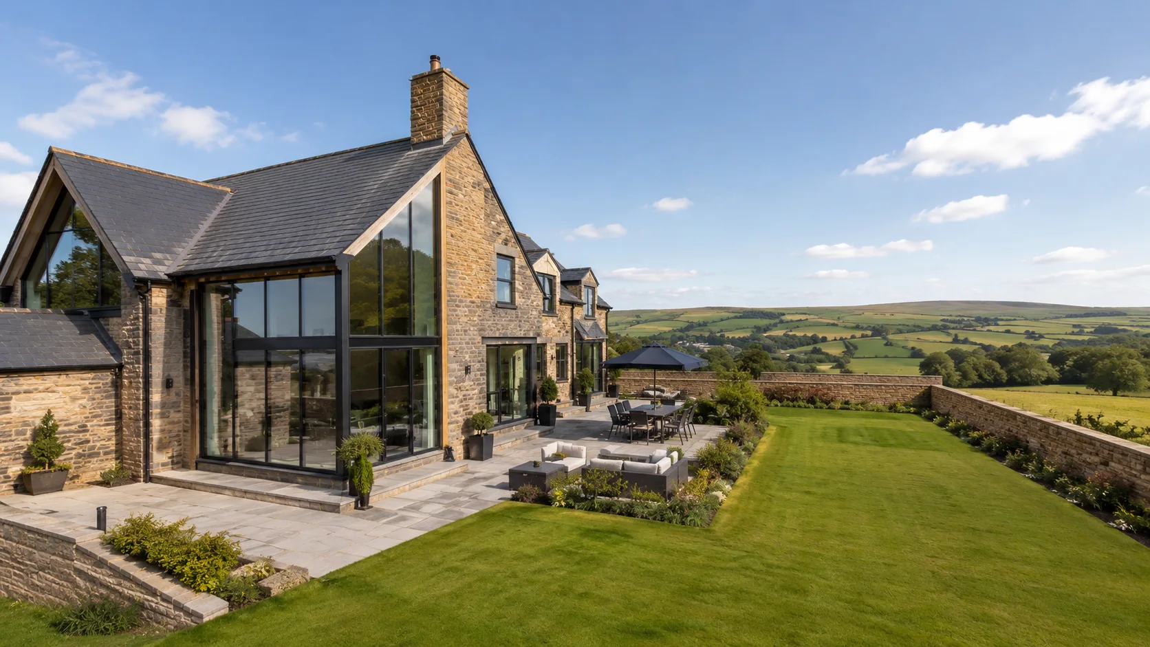 A London home viewed from a calm international setting
